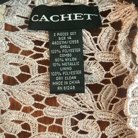 Formal Blush Gown with Lace Coverup - Picture 3 of 8